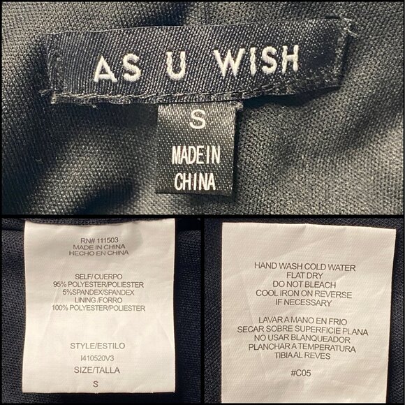 As U Wish Blue Gold Chevron Sequin Bodycon Dress 3/4 Sleeves Scoop Back Size S - Picture 4 of 9